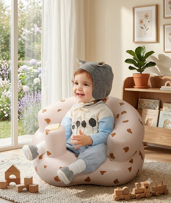 Inflatable Baby Support Seat – Soft Plush Infant Floor Chair with 360° Back Support, Safety Seat & Portable Baby Sitting Trainer, 3–36 Months