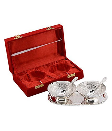 German Silver Bowl Set With Awesome Gifts Box -Capsul 5 Pieces, 0.8 Kg, 500 Milliliters - 500 Ml