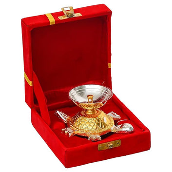 Premium Brass Tortoise Akhand Diya with Velvet Gift Box | 4.5-Inch Traditional Oil Lamp for Home Temple, Diwali, Pooja , Return Gift & Festive Gifting