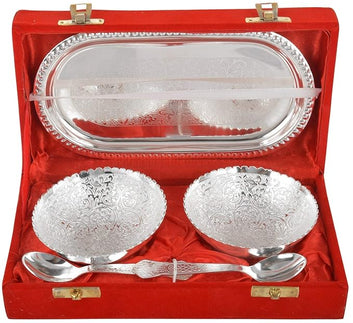German Silver Bowl Set With Awesome Gifts Box -Capsul 5 Pieces, 0.8 Kg, 500 Milliliters - 500 Ml