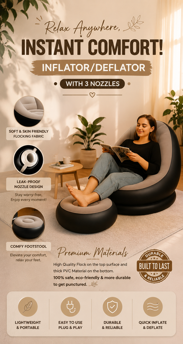 Perfect inflatable sofa for home, travel, parties & everyday use