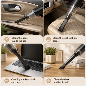 NV MALL 3-in-1 Cordless Car Vacuum Cleaner with Blower | USB Rechargeable Handheld Mini Vacuum with Strong Suction & Washable HEPA Filter