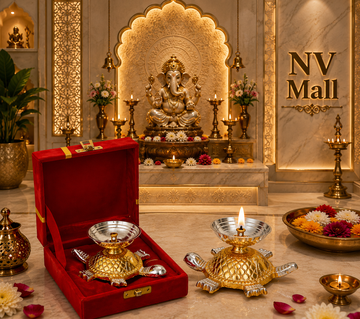 Premium Brass Tortoise Akhand Diya with Velvet Gift Box | 4.5-Inch Traditional Oil Lamp for Home Temple, Diwali, Pooja , Return Gift & Festive Gifting