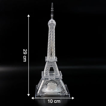 Eiffel Tower shaped LED decorative light illuminating vibrant colors