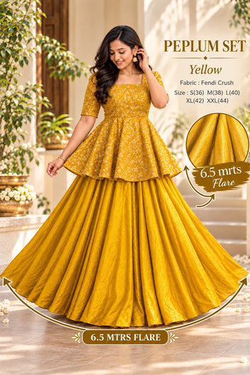Peplum Top with Lehenga Set – 6.5 Meter Flare | Women’s Ethnic Wear |NV MALL